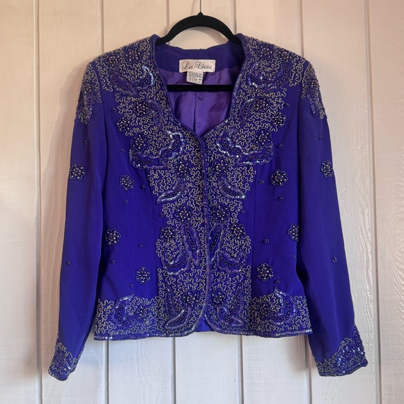 Vintage Liz Elana Purple Beaded Jacket - Picture 1 of 9